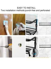 2 件/4 件简约纯色香料罐架，厨房储物架 - 黑色 - 查看 8