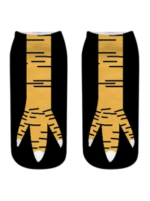 3D Digital Print Chicken Claw Socks Animalistic Paw Shaped Short Socks, No Show Socks, & Unique Design - Multicolor - View 3