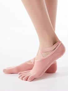 女士防滑瑜伽分趾袜、透气交叉带普拉提运动袜、芭蕾普拉提袜、普拉提袜、女士交叉带分趾防滑袜、防滑缓冲踝袜、硅胶防滑纯色室内地板袜、多色低帮踝袜（普拉提、舞蹈、瑜伽、健身、室内运动、秋季适用）