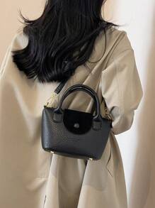 Túi đeo chéo hình chú hề cổ điển màu trơn bằng da PU, họa tiết chữ cái, chất liệu chống thấm nước, thích hợp cho du lịch, mua sắm, đi làm, lễ hội và tiệc tùng. - màu đen - Xem 3