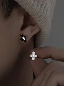 1 对简约铜十字耳钉，适合户外、日常佩戴和派对 - 彩色 - 查看 1