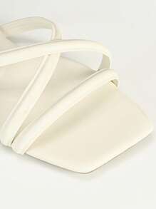 planare Women's Beige Tie-Up Flat Sandals, Square Open Toe Slides, Criss-Cross Strap Design, Comfortable Beach Shoes/Slippers, Casual Easy-To-Wear Shoes, Bohemian Style Casual Mules, Easy To Wear For Formal Occasions, Comfortable And Lightweight, Non-Slip Rubber Sole, Suitable For Long-Time Walking And Work, Can Be Paired With T-Shirts, Dresses, Bikinis, Swimwear And Other Casual Outfits, Ideal For Long-Distance Walking And Commuting, Essential Summer Sandals - Beige - View 9