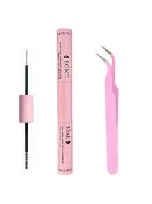 Cola e Selante de Cílios 10ml, Cola de Cílios Individuais Supermáxima Fixação e Removedor de Cola de Cílios 5ml, Kit de Pinças