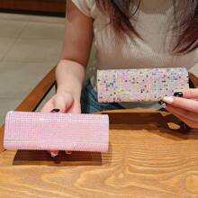 1pc Shiny Diamond-Shaped Multi-Function Storage Box, Suitable For Car Storage, Eyeglasses, Jewelry, Earphones, Cables