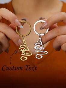 Personalized Name Customized Letter Keychain Unique Stainless Steel Keychain For Women And Men Couples Same Style Customized Valentine's Day Anniversary Gift New Product