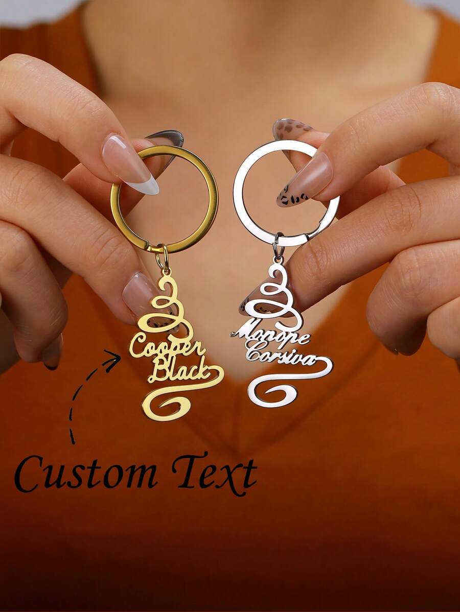 Personalized Name Customized Letter Keychain Unique Stainless Steel Keychain For Women And Men Couples Same Style Customized Valentine's Day Anniversary Gift New Product