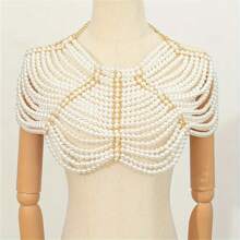 1pc Luxury Vintage Multi-Layer Handmade Beaded Faux Pearl Body Chain, Retro Sexy Style, Fashionable Accessory - White - View 15