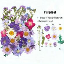 35-43 pezzi di fiori secchi e pressati naturali in kit fai-da-te per resina epossidica, stampi per gioielli in resina epossidica, candele, saponi, decorazioni per unghie, segnalibri. Materiali naturali a base di foglie vere - realizzati con fogliame reale stagionale, specificamente disidratati, pressati e asciugati per preservarne l'originalità. Stile naturale, adatto a qualsiasi lavorazione fai-da-te.