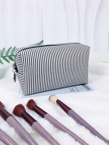 1pc Personalized Embroidered Tulle Striped Makeup Bag With Name/Initial, Waterproof Travel Cosmetic Pouch, Cute Zipper Storage Bag, Gifts For Couples, Daughter, Mom, Best Friend, Couple - Multicolor - View 14