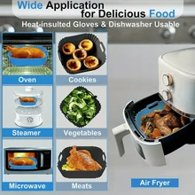 1pc/2pcs Reusable Silicone Air Fryer Liners - Thickened Square Baking Pan, Suitable For Healthy Cooking, Fit 4-7Qt Air Fryers, Oven & Microwave Safe, Non-Stick & Easy To Clean, Great Gift For Christmas, Halloween, Easter, Thanksgiving