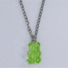 时尚糖果色可爱熊链吊坠项链 女士动物熊首饰 最佳朋友生日派对礼物