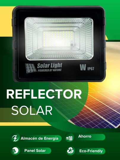 Reflector Solar con Control Remoto para Cambio de Iluminación Impermeable 68 Resistente a Cualquier Clima y a Golpes con Batería de Litio Luz Solar Fotosensible Energía Limpia con Celda Solar Eco Amigable