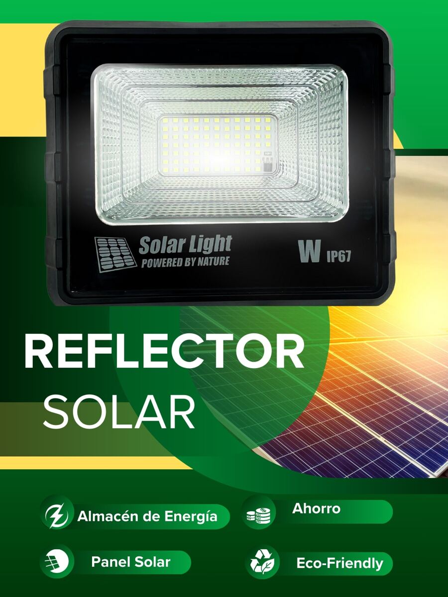 Reflector Solar con Control Remoto para Cambio de Iluminación Impermeable 68 Resistente a Cualquier Clima y a Golpes con Batería de Litio Luz Solar Fotosensible Energía Limpia con Celda Solar Eco Amigable - Negro - Ver 1