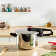 T-Fal Olla Express Secure Click 6L MX máxima seguridad con su Indicador de presencia de presión. Elaborado de acero inoxidable, 100% seguro para la salud, P2580705 - 1 - Ver 6