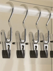 不锈钢衣夹洗衣衣钉带钩便携式挂衣夹裤夹家用不留痕强力不锈钢多功能带钩衣夹晾衣夹单个宽口夹耐磨 - 彩色 - 查看 6