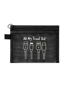 网眼化妆包，带旅行数据线图案，红色气垫收纳便携式收纳包，化妆包，护肤包，旅行必需品，宿舍用品，婚礼新娘礼物，母亲礼物，生日礼物，送给朋友和老师的礼物，浴室收纳，珠宝收纳，唇油和化妆品收纳袋学校用品化妆包节日必需品化妆包化妆袋化妆品收纳袋节日冬季豹纹腊肠犬女士礼物