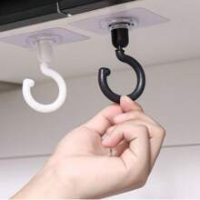 3pcs Multi-Purpose Adhesive Hooks, Rotatable Ceiling Mounted Hanging Hooks, Strong Sticky Hooks For Kitchen, Bathroom, Wall, Key, Clothes Hanger, Random Colors