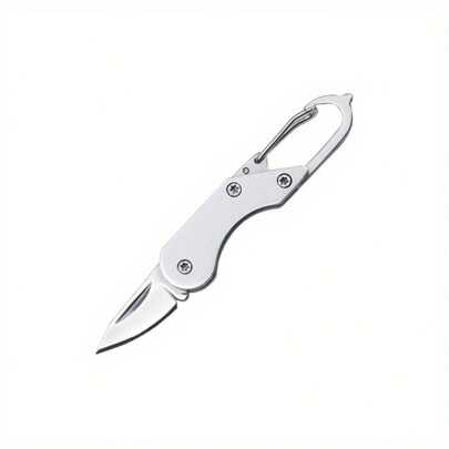 Stainless Steel Keychain Folding Knife - Portable Mini Pocket Knife For Hiking & Outdoor Use, V-Edge Blade, Ambidextrous Grip
