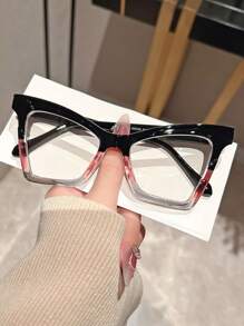 1 件装女士方形大框猫眼眼镜，时尚拼色超大号高端户外摄影道具，无度数