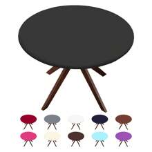 1pc Round Half Table Cloth Cover, Polyester Washable Tablecloth Cover, High-Quality Stretch Wrinkle Resistant Folding Table Cover, Fits Round Tables, Washable & Reusable, Suitable For Events, Weddings, Banquets, Parties, Outdoor Dining - Multicolor - View 1