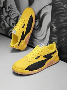 Men's Casual Link Print Sports Shoes, Comfortable, Versatile, Simple Design, Flat Bottom Sneakers