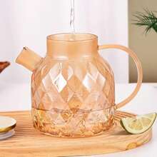 1pc New High Borosilicate Amber Glass Pitcher With Handle, Large Capacity Cold Water Jug, Home Use - Transparent - View 7