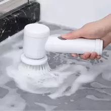 Kitchen 3 In 1 Automatic Electric Rotating Cleaning Dust Brush Power Scrubber Electric Spin Scrubber Electric Dish Scrubber - White - View 2