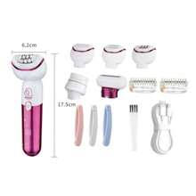 Kemei KM-6051 5 In 1 USB Rechargeable Women's Epilator, Portable Hair Removal Device, Rotary Shaver For Body, Face & Legs - Depilator For Smooth Skin