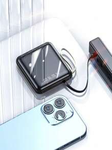 Carregador portátil integrado com 4 cabos, banco de energia de carregamento rápido de 10000 mAh, bateria externa USB C leve, carregador compacto para celular de viagem compatível com iPhone 16 15 14 13 12 Pro/Pro Max S22 S21 iPad etc.