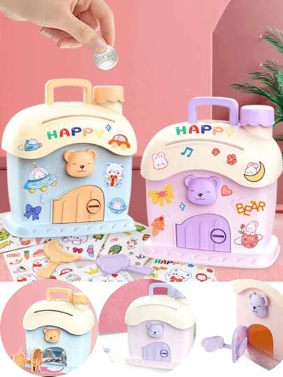 Alcancía de dibujos animados con cerradura juguete para niños caja de dinero con forma de seta para ahorrar dinero caja de monedas Kawaii regalo para niños que ahorra efectivo,juguete para niños, caja de dinero de setas para ahorrar dinero, caja de monedas Kawaii Monry, ahorro de efectivo para niños, Gfit