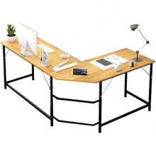 Escritorio Gamer en L para Computadora PC Industrial Minimalista Mesa Mueble Escritorio Esquinero para Home Oficina Diseño Moderno Perfecto para Trabajo y Estudio 120 * 48 * 70CM(Negro) - Negro - Ver 1