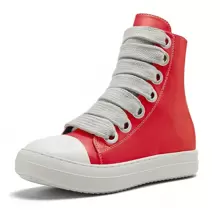 Men's High Top Canvas Shoes With Thick Straps, Fashionable Platform - Đỏ - Xem 1