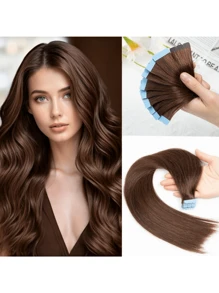 10pcs/Pack Mini Tape-In Hair Extensions, Real Human Hair, Highlighted Blonde, Invisible Skin Weft, Non-Remy, Tape-In Hair Extensions - S4 - View 3