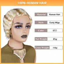 Short Finger Wave Pixie Cut Human Hair Wigs Black Color Pixie Cut Wig Short Curly Brazilian Ocean Wave Wig Glueless Wigs For Women