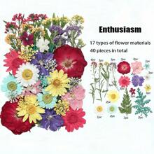 35-43 pezzi di fiori secchi e pressati naturali in kit fai-da-te per resina epossidica, stampi per gioielli in resina epossidica, candele, saponi, decorazioni per unghie, segnalibri. Materiali naturali a base di foglie vere - realizzati con fogliame reale stagionale, specificamente disidratati, pressati e asciugati per preservarne l'originalità. Stile naturale, adatto a qualsiasi lavorazione fai-da-te.