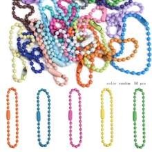 20/50 Pcs Ball Bead Chain Metal Keychain 2.4mm Beads Chains, Bulk Dog Tag Necklace Chains With Connectors For DIY Necklace Jewelry Making Hanging Ornament Craft (Vibrant Color)