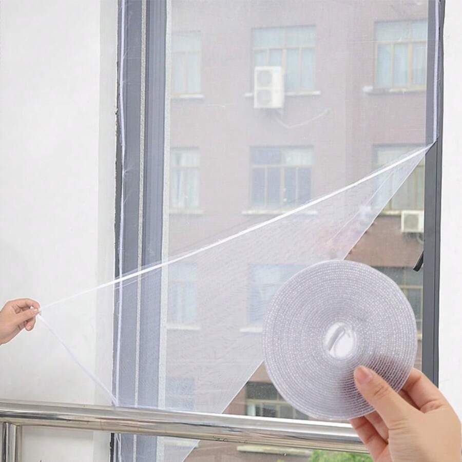4PCS Large Size 200*150/150cmx130cm Self-Adhesive Insect-Proof Window Screen Curtain Solid Color Mosquito Net For Home, Bedroom, Pet Isolation, Tear-Resistant, Simple Design, Enhanced Ventilation, Handmade Home Decoration - White - View 1