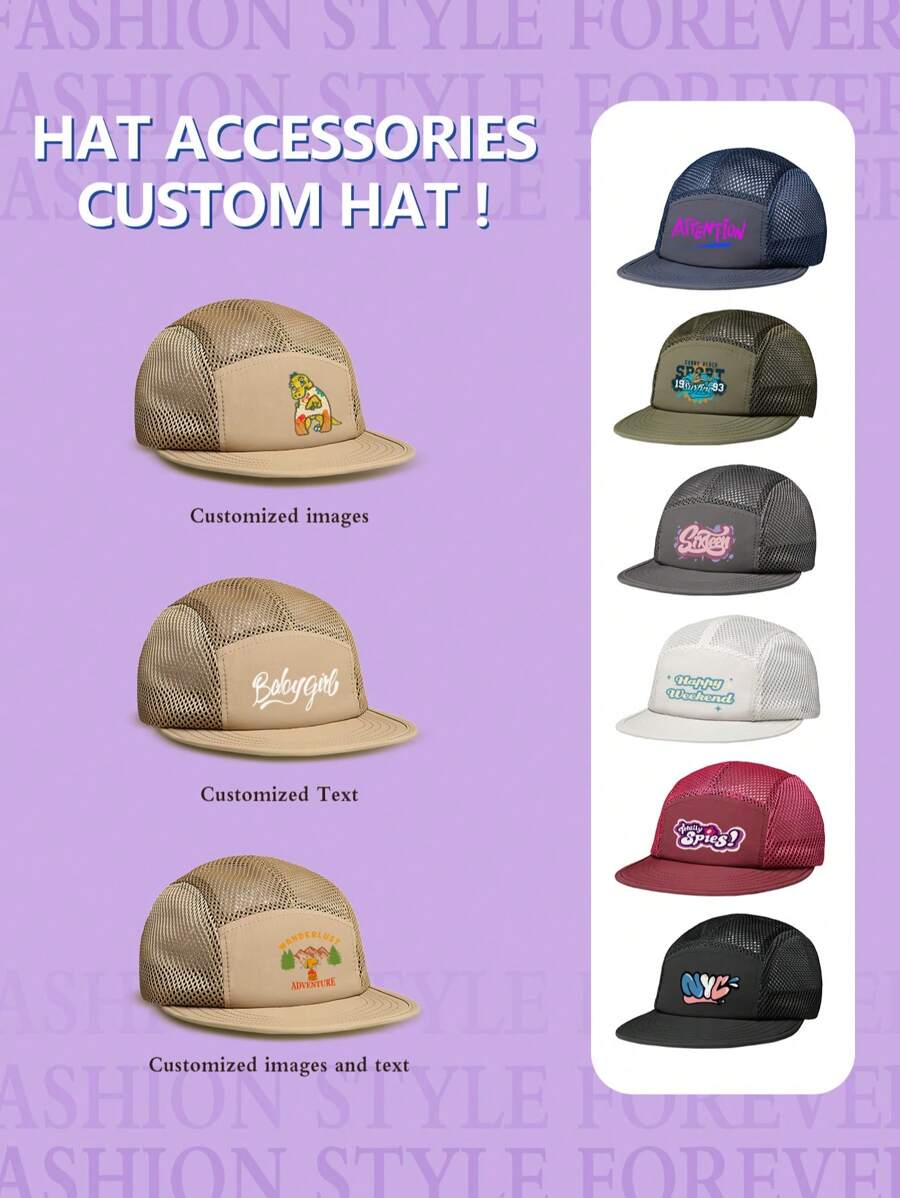 1 件可定制创意复古网眼透气平檐帽，纯色弧形帽檐，姐妹会帽，男女通用棒球帽，个性化帽子，男士帽子，老爹帽，男女通用帽子，复古帽，团队帽，单身派对帽，生日礼物，个性化创意棒球帽 - 文字定制 - 查看 1
