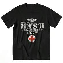 Camiseta vintage Mash TV Show para hombres, camiseta 100% algodón, camisetas de verano, regalo para mujeres, ropa unisex, diseño novedoso Vintage Mash TV - Negro - Ver 1