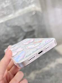 1 pièce Coque de téléphone transparente antidérapante et douce avec graffitis colorés, papillon et texte, compatible avec iPhone 11/12/13/14/15/16 Pro Max
