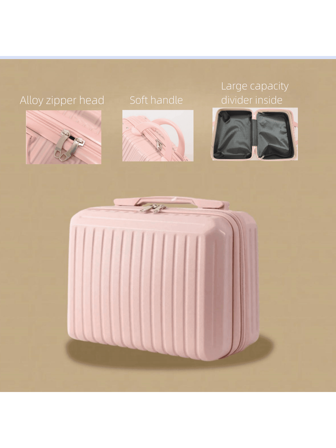 14 Inch Cosmetic Suitcase, Portable Travel Makeup Bag, Large Capacity Toiletry Organizer & Travel Accessories, Small Makeup Storage Pouch, Travel Cosmetic Suitcase & Accessories, Cosmetic Bag, Women's Travel Toiletry Bag With Handle, Multifunctional Cosmetic Bag Bag For School School Accessories School Stuff