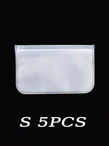 5pcs Reusable Food Storage Bags - Silicone Freezer Bags, Leakproof & Airtight, Stand Up Bags For Meat, Fruit, Vegetables - Multi-Purpose Food Organizer