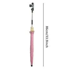 1pc Adjustable Pink Beach Umbrella With Universal Clamp To Fix On Beach Chairs/Tables, Outdoor Sports, Hiking, Camping, Portable Mini Sunshade Summer Cooling,Beach,Travel,Spring Summer Picks,Brides Maid Gifts,Room,Bedroom Decor,Beach,Travel,For Men,For Women,Vacation,Cute Stuff - Pink - View 2