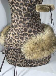 1 chiếc thắt lưng lông thú giả PU (da) dễ thương một mảnh, phong cách cổ điển gợi cảm, thích hợp cho mùa xuân, hè, thu, đông - màu nâu - Xem 9