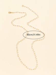 1pc Shiny Golden/Silver Sexy Y-Necklace, Pendant Jewelry Accessory For Casual Wear, Dates, Parties, Vacations, Holidays, Deep V Decoration, Anniversary, Birthday Gift, Boho Elegant Minimalist Chic - Transparent Glass Beads - View 2