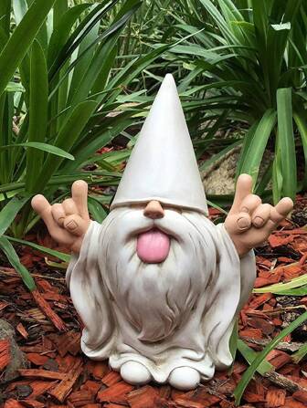 Gnomo Rocker GlitZGlam - "George"- Este gnomo ambientará tu jardín de hadas y de gnomos, figura de gnomo de jardín alto