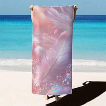 1pc Feather Pattern Extra Large Beach Towel - Soft, Light-Weight, Absorbent Polyester Bath Towel, Suitable For Travel, Swimming, Camping, Yoga, Beach Party, Fitness And Seaside Vacation, Perfect Gift For Family And Friends Mother's Day Flowers, Personalized Gifts For Mom, Last Minute Gifts, Mother's Day Ideas, Mothering Sunday Gifts, Handmade Cards For Mum, Best Mother's Day Gifts Under $50 Summer, Holiday