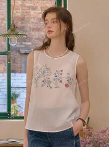 Simple Retro Dames Zomer Ronde Hals Kleur-Block Romantisch Elegant Vintage Losse Casual Mouwloze Tanktop