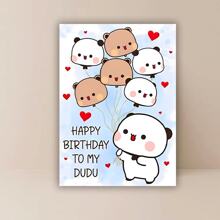 1 pieza Tarjeta de felicitación de cumpleaños adorable con sobre, de 4.7 pulgadas * 6.63 pulgadas - Diseño de animales de dibujos animados lindos, perfecta para hijo, hija, amigo, pareja, miembro de la familia - "Feliz cumpleaños a mi Dudu", tarjeta de cumpleaños