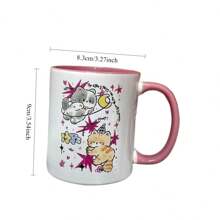 Caneca Cerâmica com Gato de Pelúcia, Xícara de Leite para Café da Manhã, Copo de Água, Conjunto de Presentes de Volta às Aulas
